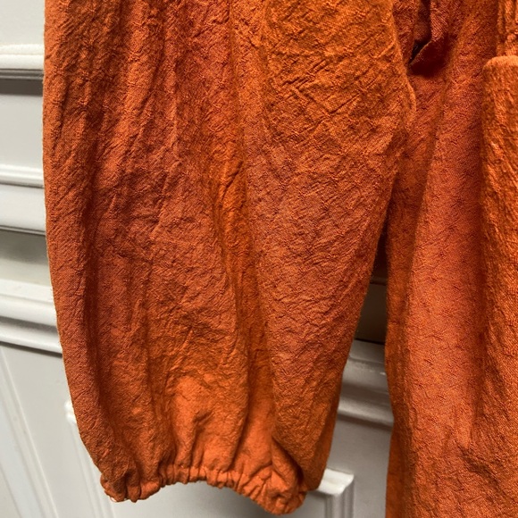 Chic Orange Ruffled Blouse - Picture 2 of 5